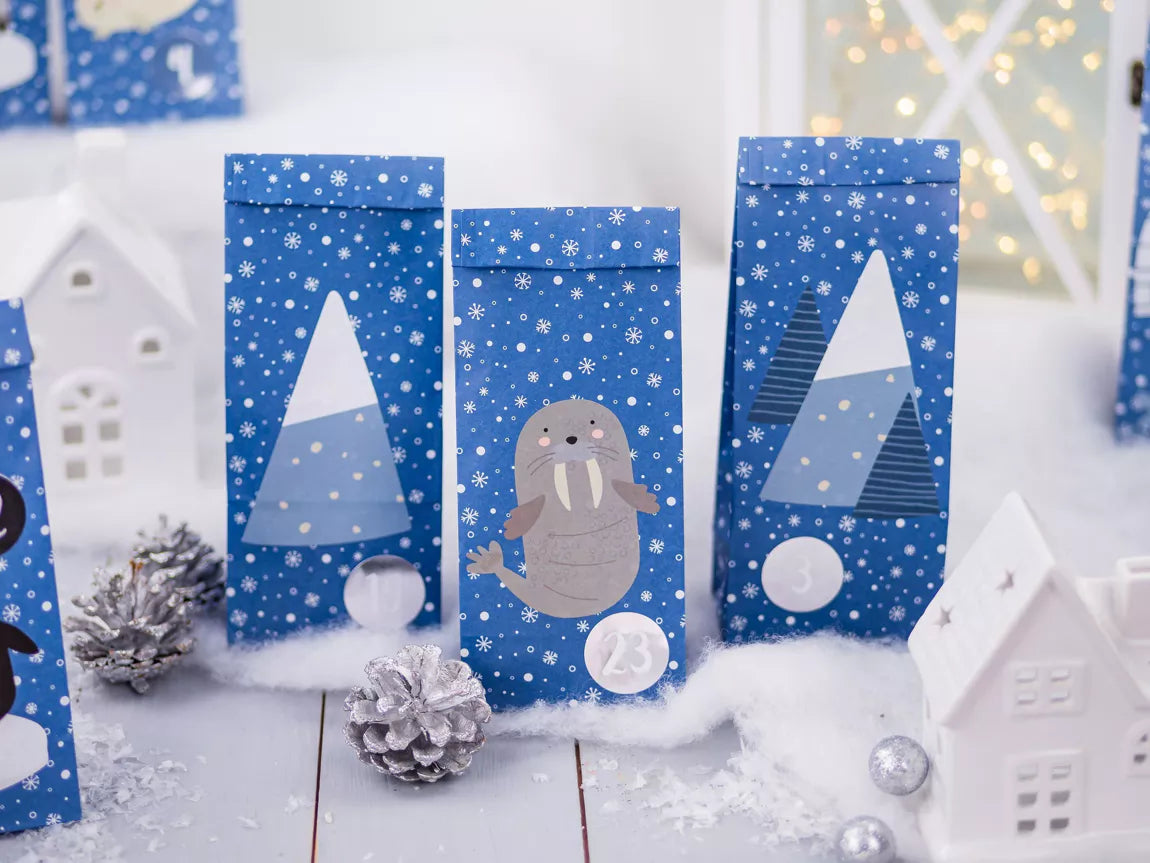 Adventskalender "Polartiere" Geschenktüten zum Befüllen