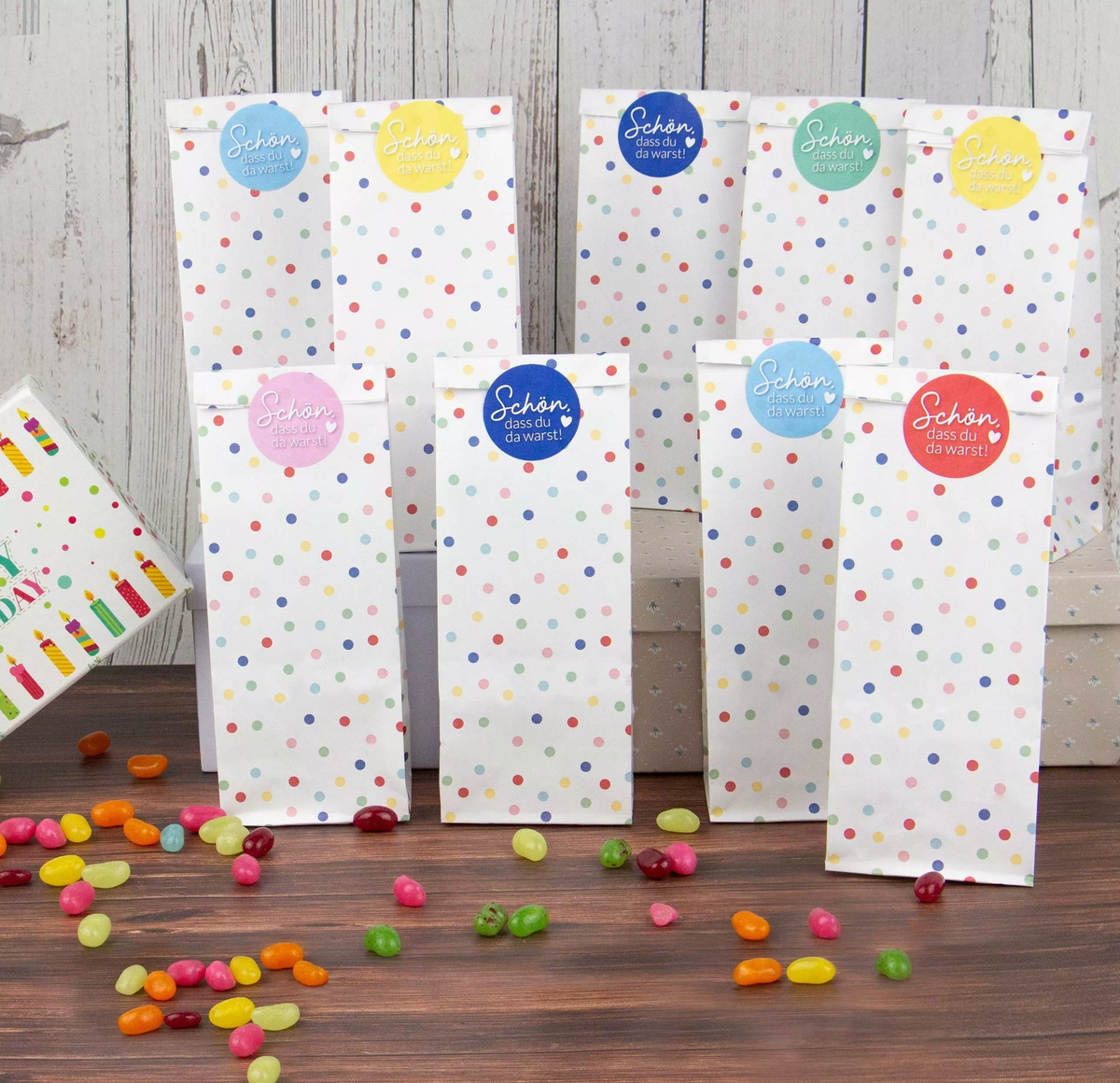 12 Geschenktüten "Konfetti" Mitgebsel zum Befüllen