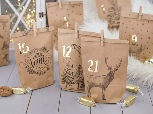 Adventskalender "Cozy" Geschenktüten zum Befüllen