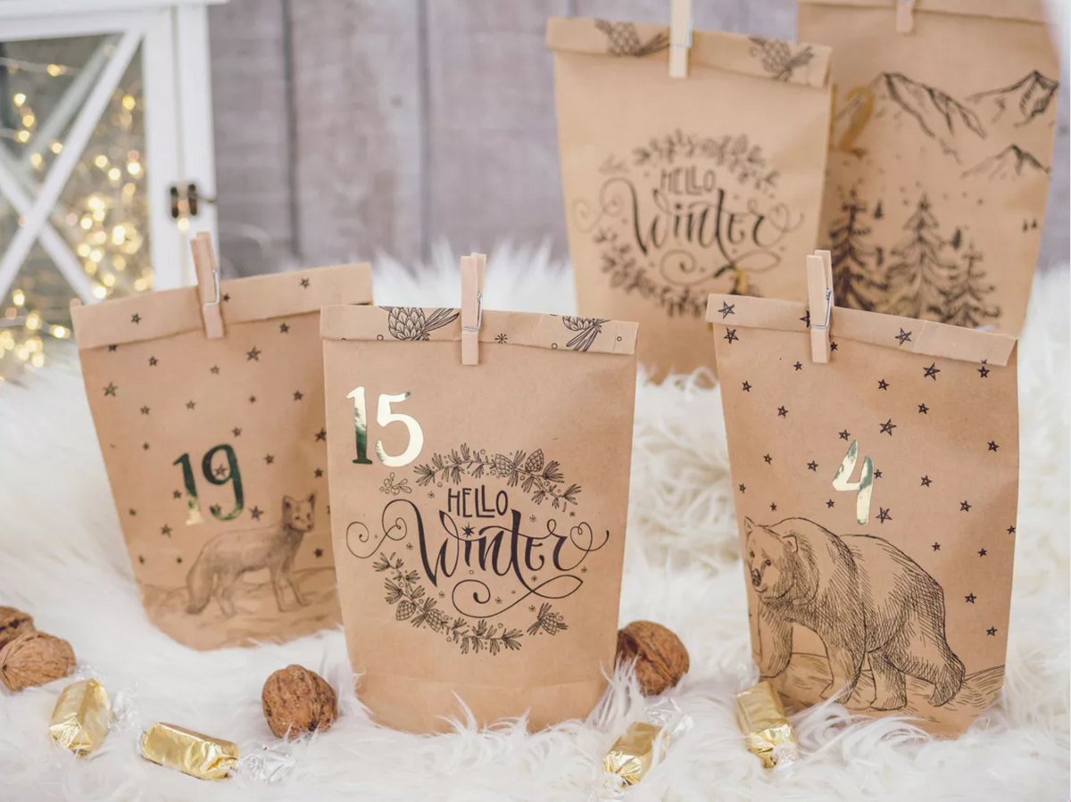 Adventskalender "Cozy" Geschenktüten zum Befüllen