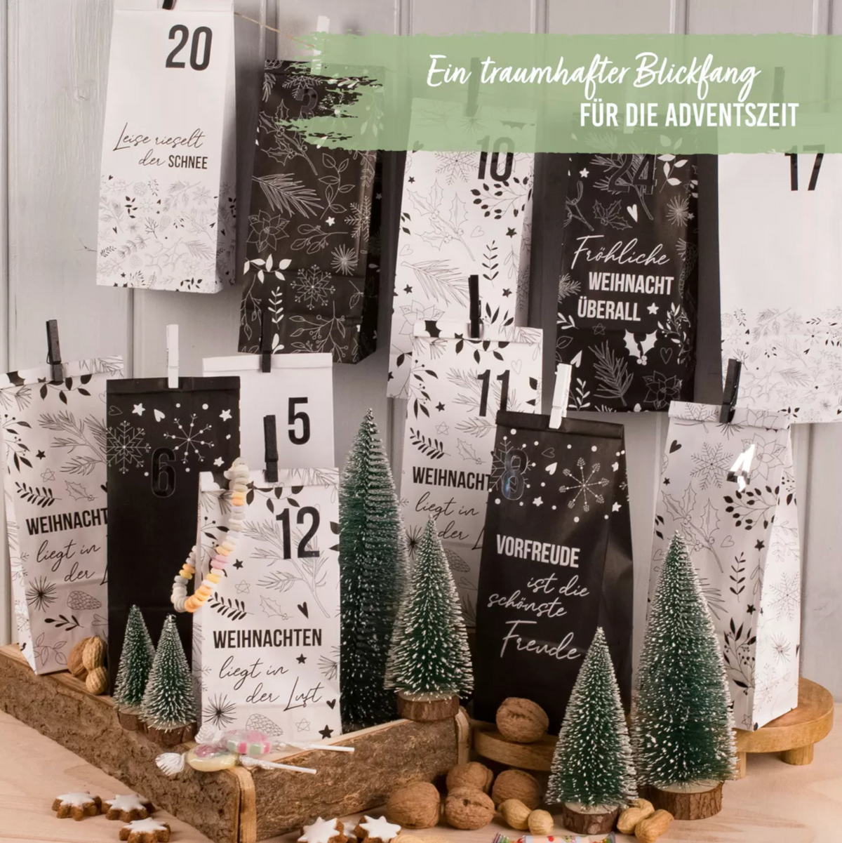 Adventskalender "Holy Night" Geschenktüten zum Befüllen