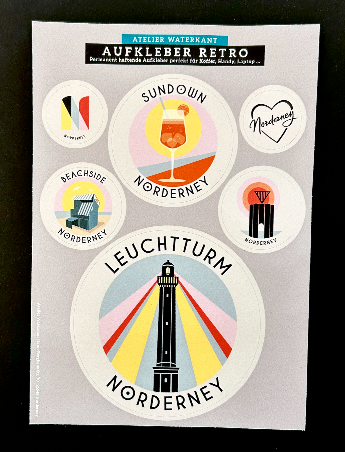 Stickerbogen Schwarz/Retro/Herz