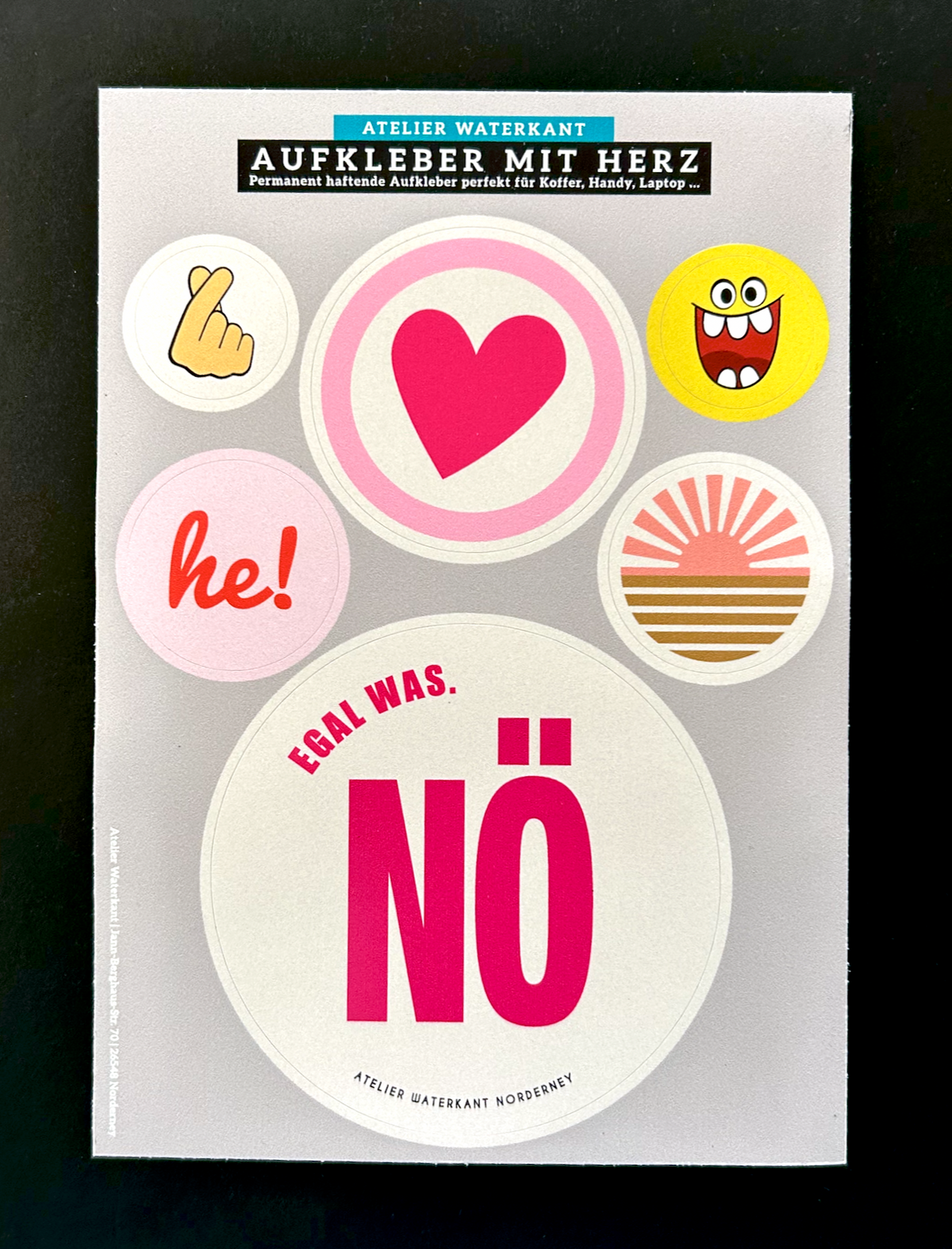 Stickerbogen Schwarz/Retro/Herz