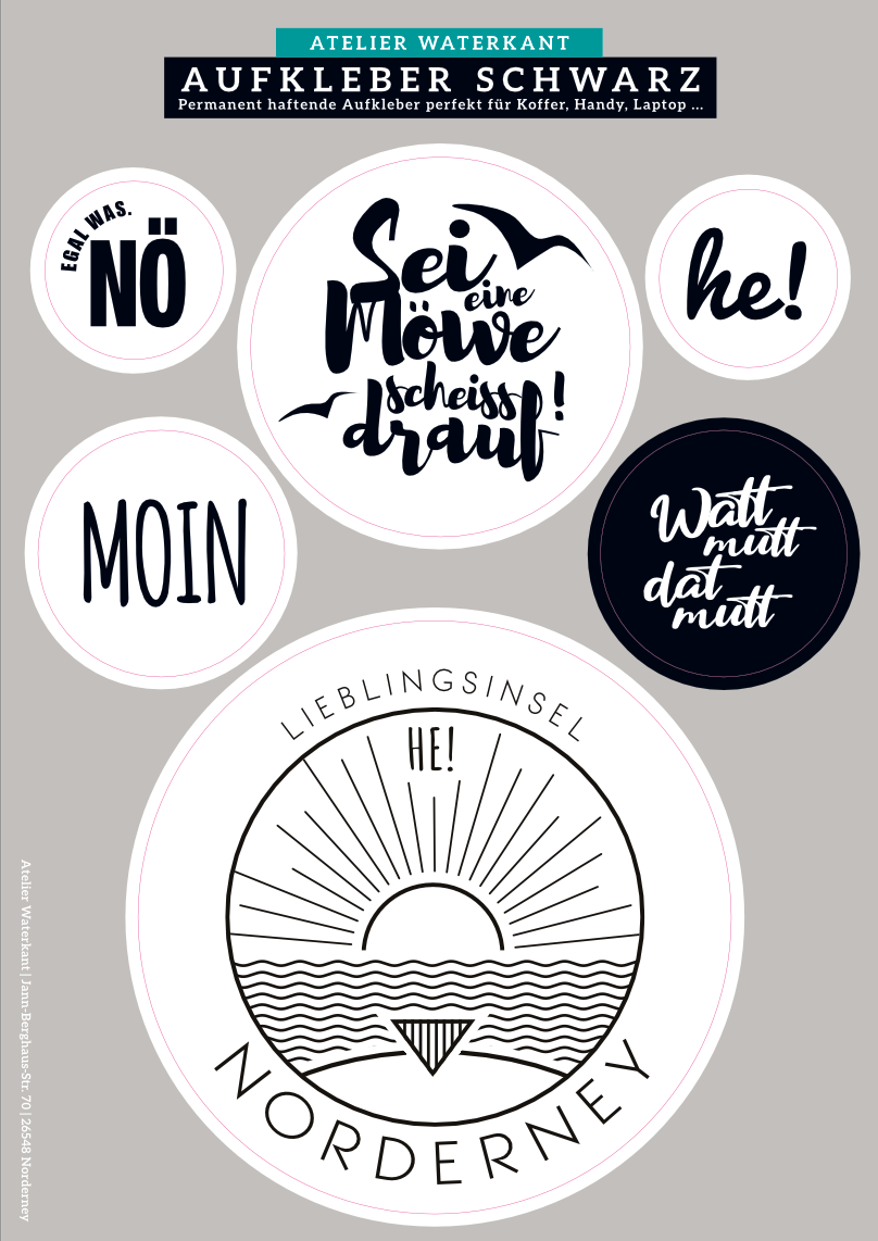 Stickerbogen Schwarz/Retro/Herz