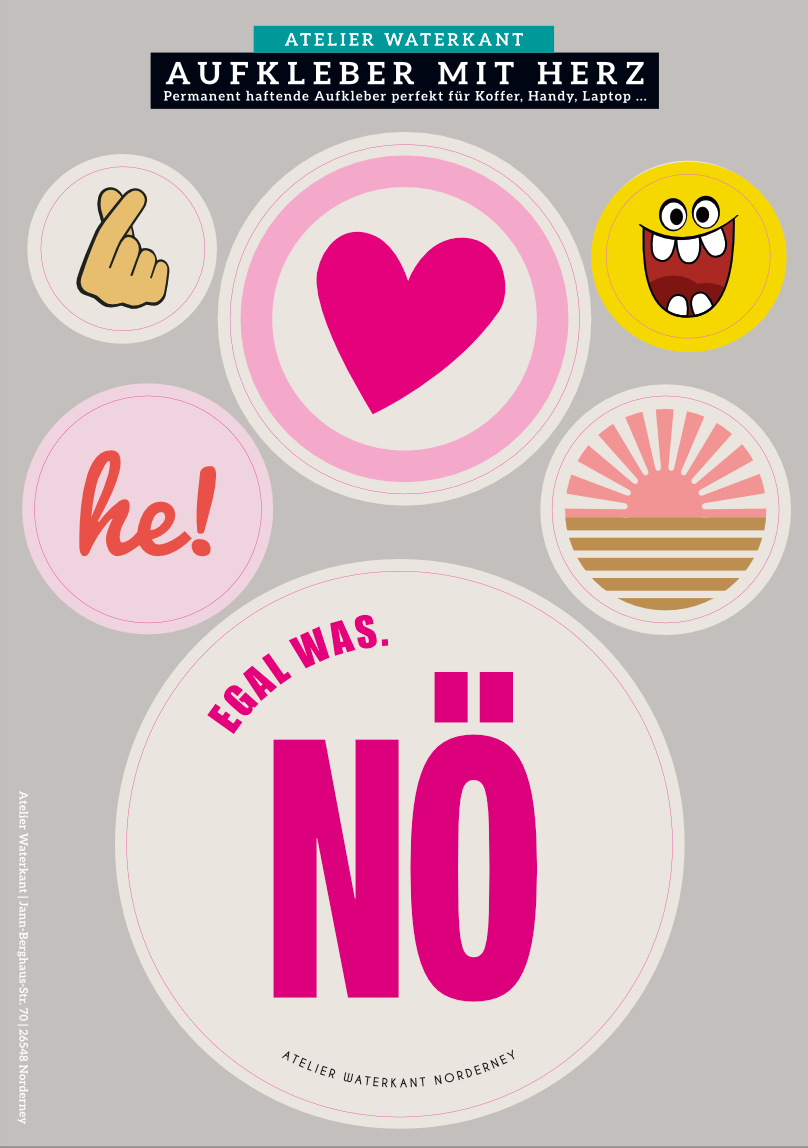 Stickerbogen Schwarz/Retro/Herz