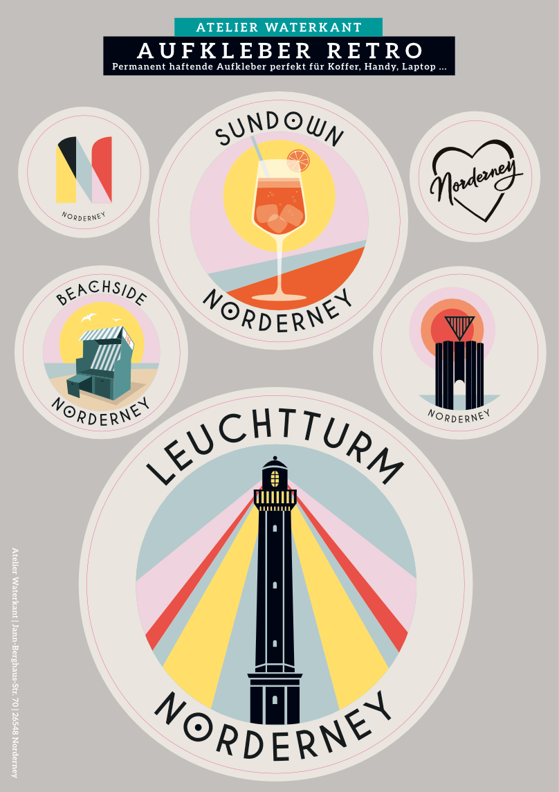Stickerbogen Schwarz/Retro/Herz
