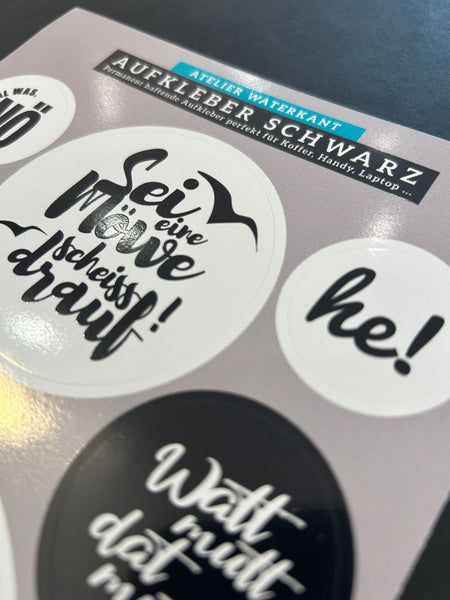 Stickerbogen Schwarz/Retro/Herz