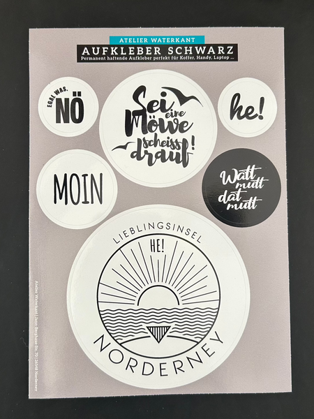 Stickerbogen Schwarz/Retro/Herz