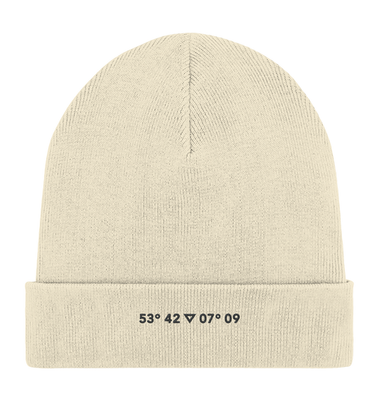 Norderney Koordinaten Stick - Organic Rib Beanie
