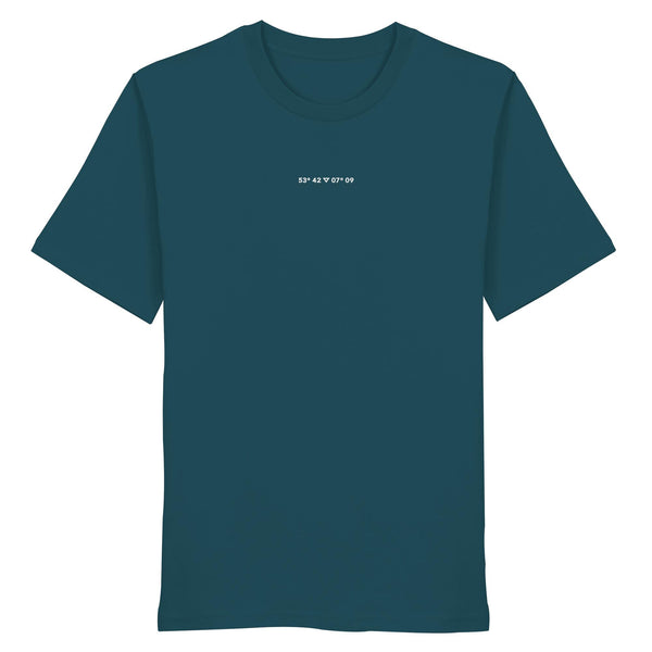 Norderney Koordinaten Stick Weiß - Organic Shirt (Stick)