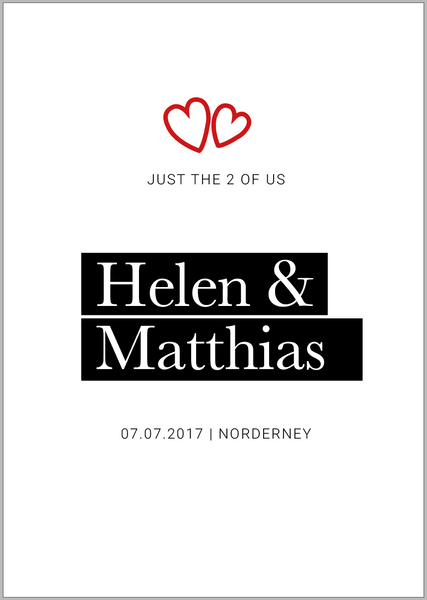"Just the 2 of us" Hochzeit –  Print Personalisiert