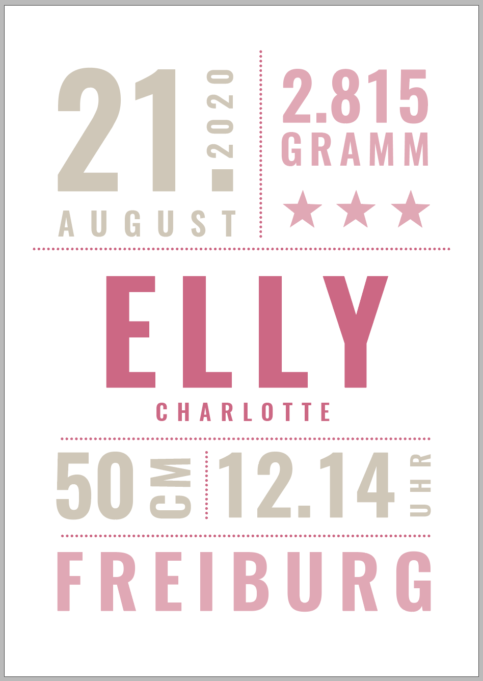 GEBURT Print "ELLY" Personalisiert