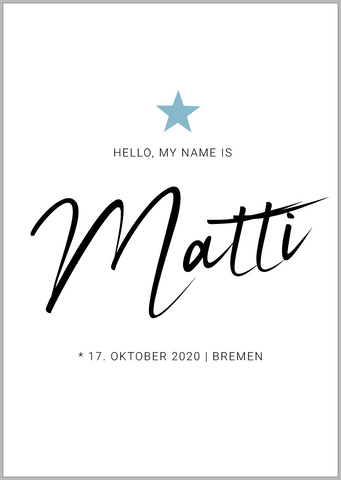 GEBURT Print "Hello, my name is …" Personalisiert